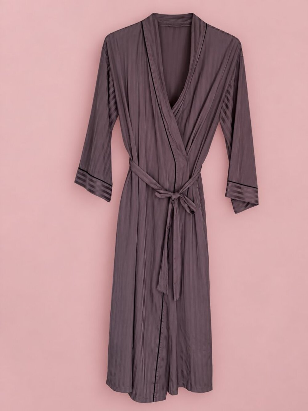 Grey Silky Wrap Robe | M/L | Elegant Lounge & Vanity Robe